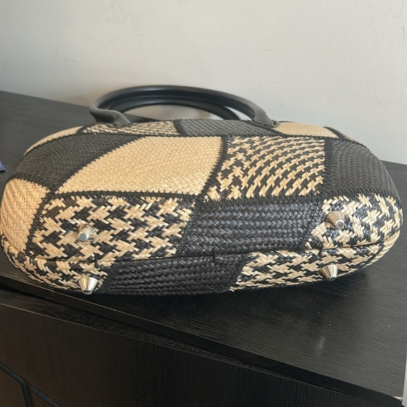 Asiallery Toronto Black & Tan Buntal Woven Handbag Artisan-Made, Patchwork - Picture 10 of 16
